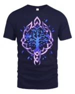 Celtic Tree of Life T-Shirt Blue Mystic Nature Design - navy t-shirt on white background
