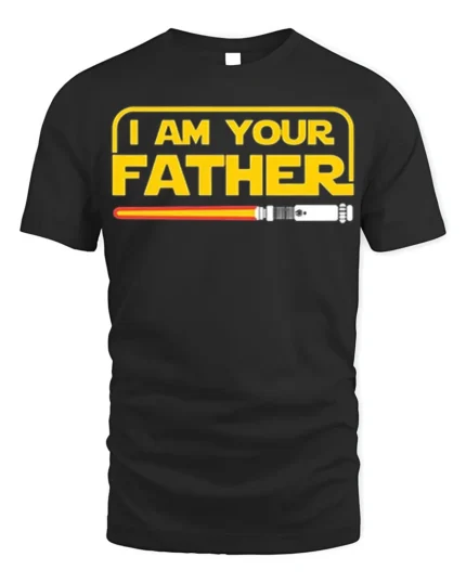 I Am Your Father Funny Sci-Fi T-Shirt for Star Fans - black t-shirt on white background
