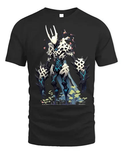 Cyber Skeleton Warrior T-Shirt with Sci-Fi Battle Design - black t-shirt on white background