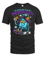 Funny Introvert T-Shirt Quirky Gamer Skater Cartoon - black t-shirt on white background