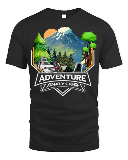 Adventure Family Camp T-Shirt Mountain Camping - black t-shirt on white background