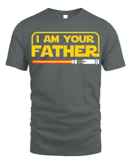 I Am Your Father Funny Sci-Fi T-Shirt for Star Fans - gray t-shirt on white background