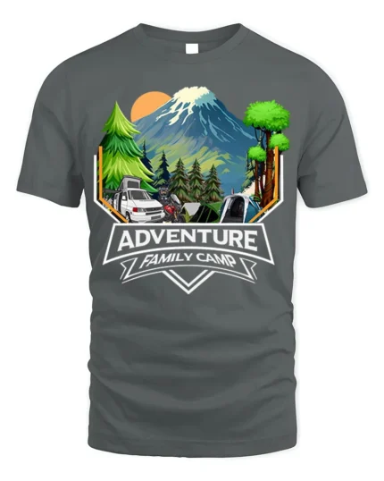 Adventure Family Camp T-Shirt Mountain Camping - gray t-shirt on white background