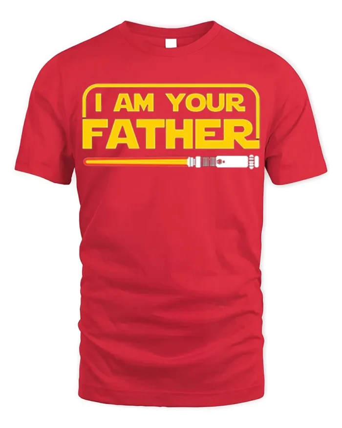 I Am Your Father Funny Sci-Fi T-Shirt for Star Fans - red t-shirt on white background