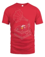 Astronaut Turntable Solar System T-Shirt Space Music - red t-shirt on white background