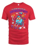 Funny Introvert T-Shirt Quirky Gamer Skater Cartoon - red t-shirt on white background