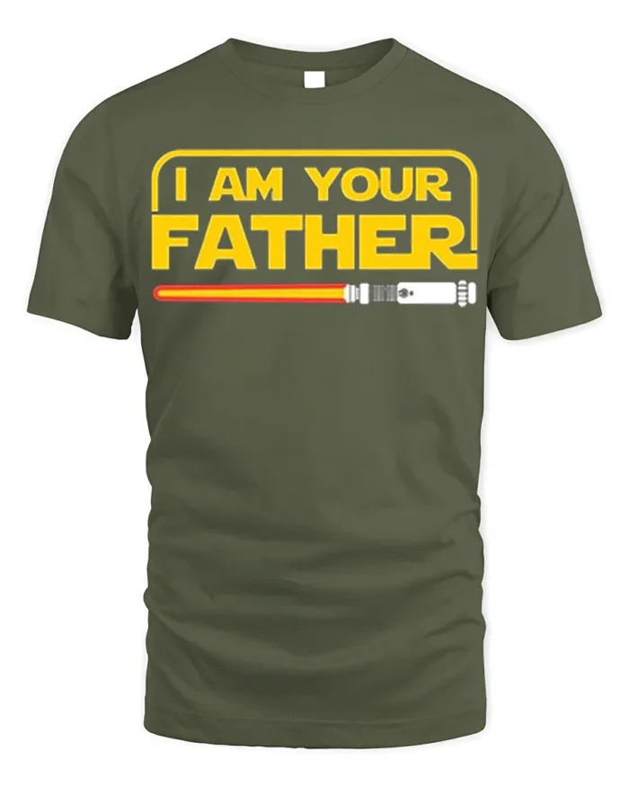 I Am Your Father Funny Sci-Fi T-Shirt for Star Fans - military green t-shirt on white background