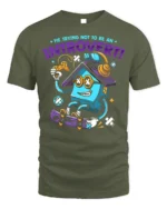 Funny Introvert T-Shirt Quirky Gamer Skater Cartoon - military green t-shirt on white background