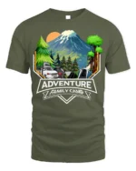 Adventure Family Camp T-Shirt Mountain Camping - military green t-shirt on white background
