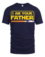 I Am Your Father Funny Sci-Fi T-Shirt for Star Fans - navy t-shirt on white background