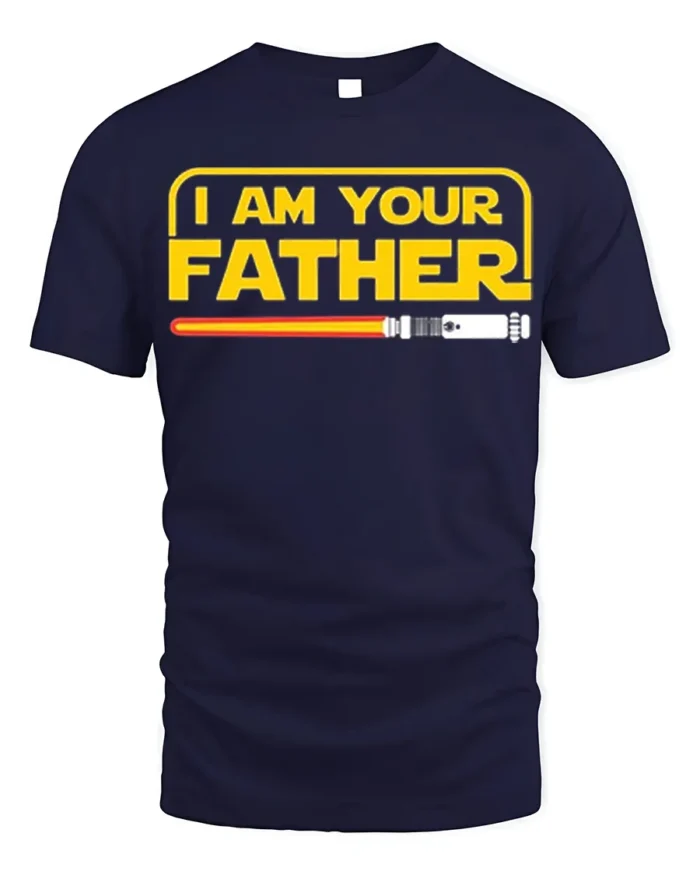 I Am Your Father Funny Sci-Fi T-Shirt for Star Fans - navy t-shirt on white background