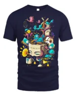 Surreal Art Explosion T-Shirt with Abstract Dream Design - navy t-shirt on white background