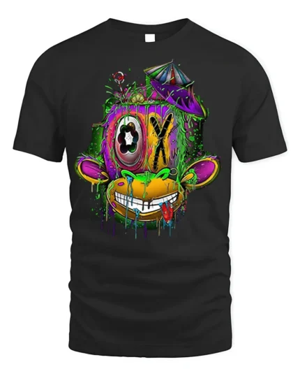 Psychedelic Drip Monkey T-Shirt Urban Street Art - black t-shirt on white background