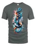 Nautical Anchor Rope T-Shirt Bold Ocean Graphic - gray t-shirt on white background