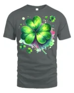 Lucky Four Leaf Clover T-Shirt St. Patrick’s Day - gray t-shirt on white background