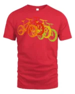 Retro Rainbow Bicycle T-Shirt Colorful Bike Rider - red t-shirt on white background