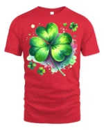 Lucky Four Leaf Clover T-Shirt St. Patrick’s Day - red t-shirt on white background