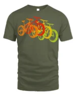 Retro Rainbow Bicycle T-Shirt Colorful Bike Rider - military green t-shirt on white background