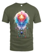 Sacred Mandala Lotus T-Shirt Vibrant Spiritual Art - military green t-shirt on white background
