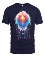 Sacred Mandala Lotus T-Shirt Vibrant Spiritual Art - navy t-shirt on white background