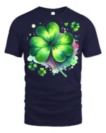 Lucky Four Leaf Clover T-Shirt St. Patrick’s Day - navy t-shirt on white background