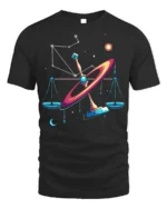 Libra Constellation Cosmic Balance Art T-Shirt Unisex - black t-shirt on white background