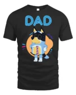 Cute Cartoon Dog Dad T-Shirt for Father’s Day Gift Idea - black t-shirt on white background