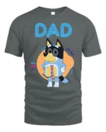 Cute Cartoon Dog Dad T-Shirt for Father’s Day Gift Idea - gray t-shirt on white background