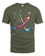 Libra Constellation Cosmic Balance Art T-Shirt Unisex - military green t-shirt on white background