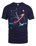 Libra Constellation Cosmic Balance Art T-Shirt Unisex - navy t-shirt on white background