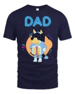 Cute Cartoon Dog Dad T-Shirt for Father’s Day Gift Idea - navy t-shirt on white background