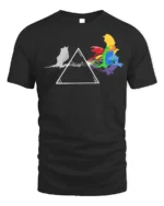 Rainbow Cat Spectrum T-Shirt Funny Prism Kitty - black t-shirt on white background