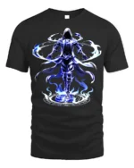 Electric Mage Summoning T-Shirt Blue Magic Power - black t-shirt on white background