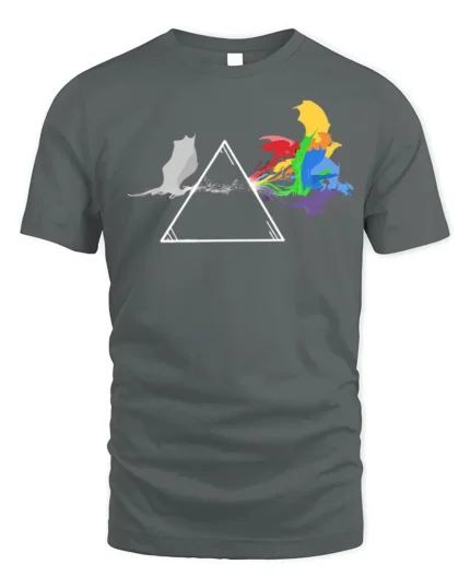 Rainbow Cat Spectrum T-Shirt Funny Prism Kitty - gray t-shirt on white background