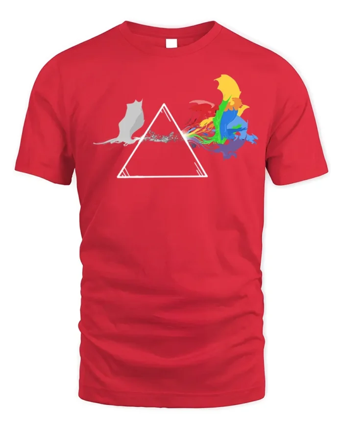 Rainbow Cat Spectrum T-Shirt Funny Prism Kitty - red t-shirt on white background