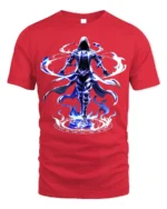 Electric Mage Summoning T-Shirt Blue Magic Power - red t-shirt on white background