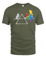 Rainbow Cat Spectrum T-Shirt Funny Prism Kitty - military green t-shirt on white background