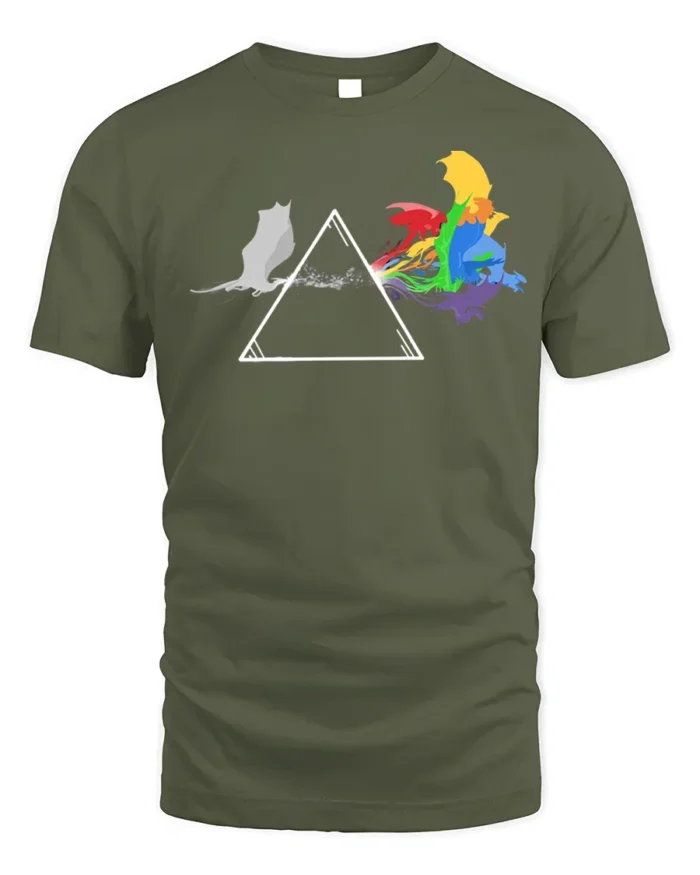 Rainbow Cat Spectrum T-Shirt Funny Prism Kitty - military green t-shirt on white background