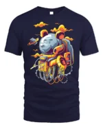 Space Bear Astronaut T-Shirt with Robot Suit Artwork - navy t-shirt on white background