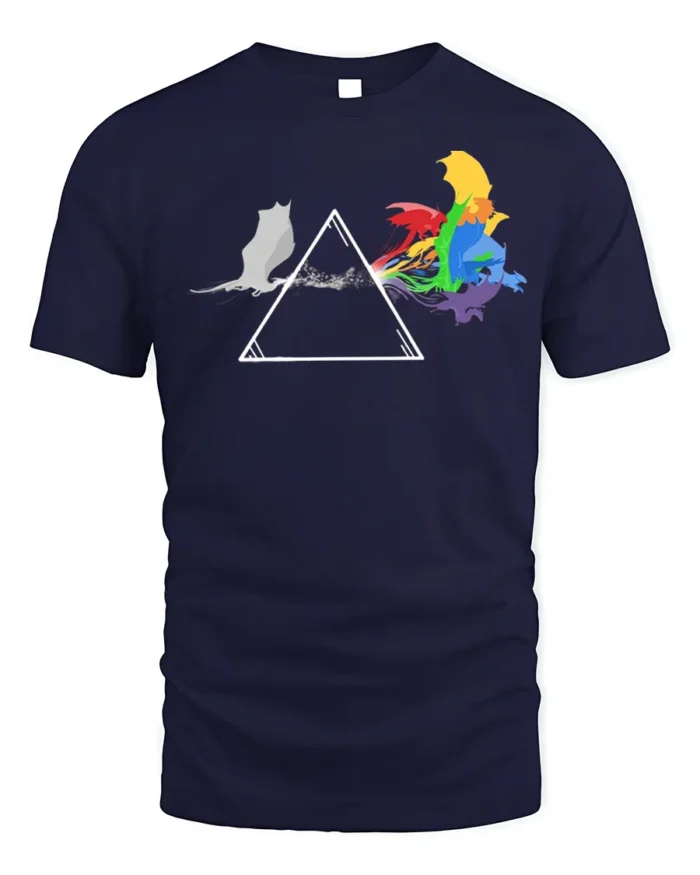 Rainbow Cat Spectrum T-Shirt Funny Prism Kitty - navy t-shirt on white background