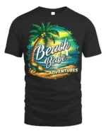 Beach Babe Adventures T-Shirt for Tropical Summer Vibes - black t-shirt on white background