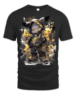 Street Style Electric Mouse Graphic T-Shirt for Fans - black t-shirt on white background