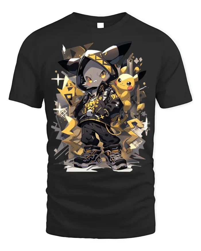 Street Style Electric Mouse Graphic T-Shirt for Fans - black t-shirt on white background