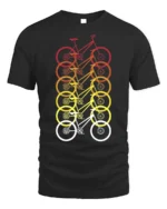 Retro Gradient Bicycle Pattern Graphic T-Shirt Unisex - black t-shirt on white background