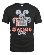 Cute Bunny Family Love You Dad T-Shirt for Father’s Day - black t-shirt on white background