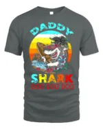 Daddy Shark Doo Doo Funny T-Shirt for Cool Beach Dads - gray t-shirt on white background
