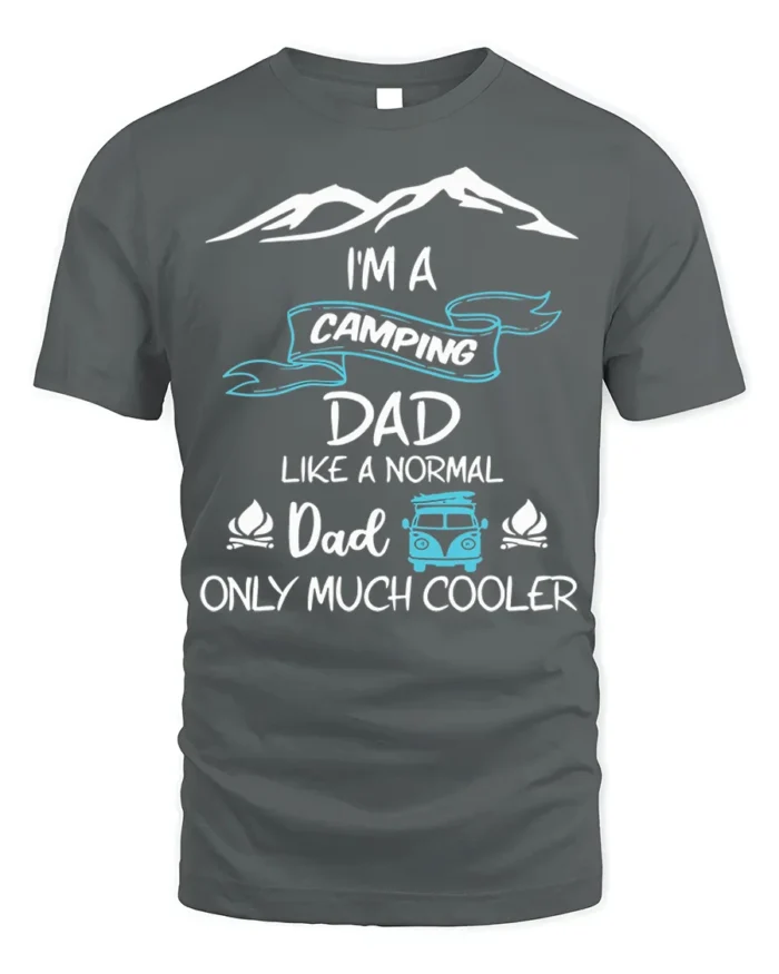 Camping Dad T-Shirt Funny Gift for Cool Outdoor Fathers - gray t-shirt on white background