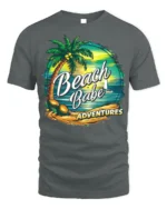 Beach Babe Adventures T-Shirt for Tropical Summer Vibes - gray t-shirt on white background