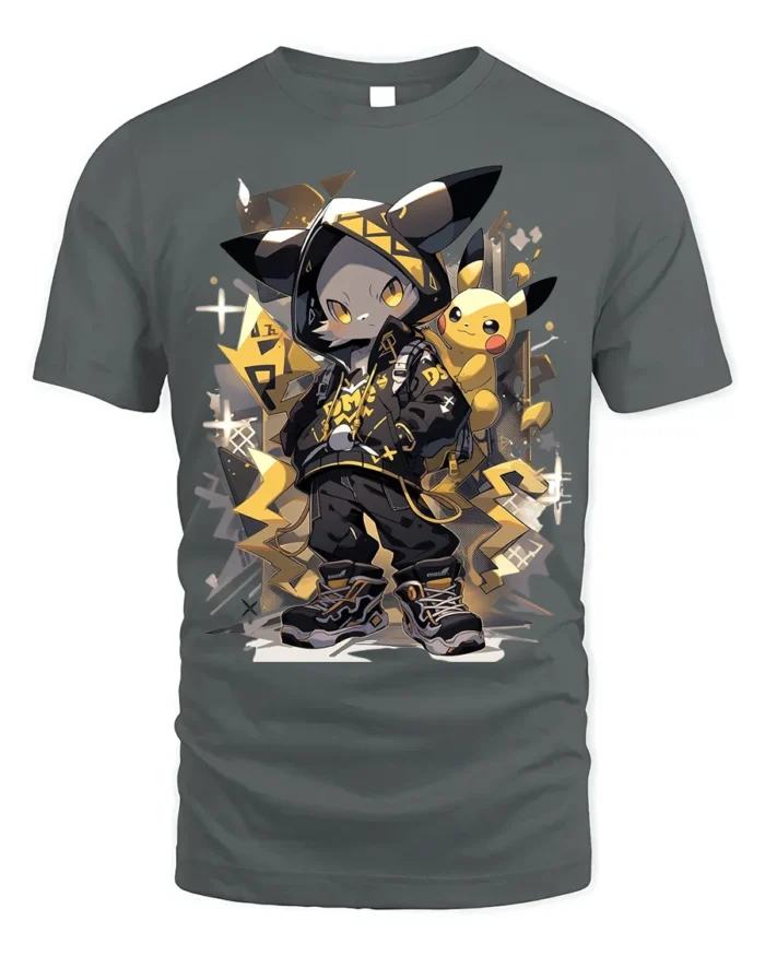 Street Style Electric Mouse Graphic T-Shirt for Fans - gray t-shirt on white background