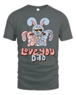 Cute Bunny Family Love You Dad T-Shirt for Father’s Day - gray t-shirt on white background